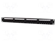 Patch panel; black; Number of ports: 24; Cat: 6; RJ45 socket x24 GEMBIRD