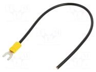 Cable with crimped terminals; H07V-K; 4mm2; black; 250mm; fork CHEVAL
