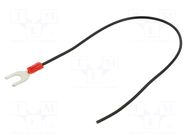 Cable with crimped terminals; H05V-K; 0.5mm2; black; 250mm; fork CHEVAL