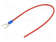 Cable with crimped terminals; H07V-K; 2.5mm2; red; 250mm; fork CHEVAL