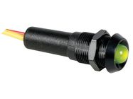 FLASHING LED LAMP 12V GREEN - BLACK HOUSING