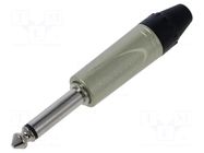 Connector: Jack 6,3mm; plug; male; mono; ways: 2; straight; silver AMPHENOL