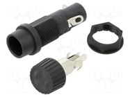 Fuse holder; 5x20mm; 20A; on panel; black; 600VAC; thermoplastic SCHURTER