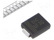 Diode: rectifying; SMD; 400V; 3A; 50ns; SMC; Ufmax: 1.3V; Ifsm: 100A DC COMPONENTS