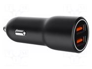 USB power supply; USB A socket x2; Sup.volt: 12÷24VDC; 36W; black GEMBIRD