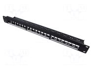 Patch panel; patch panel; Keystone; rack; black; Height: 1U LOGILINK