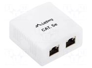 Wall socket; white; Cat: 5e; RJ45 socket x2; wall mount; IP20 LANBERG