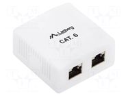 Wall socket; white; Cat: 6; RJ45 socket x2; wall mount; IP20 LANBERG