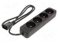 Extension lead; 3x1mm2; Sockets: 4; rubber; black; 1m; 10A LANBERG