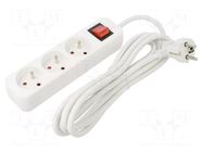 Extension lead; 3x1.5mm2; Sockets: 3; rubber; white; 3m; 10A LANBERG