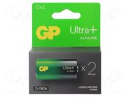 Battery: alkaline; C; 1.5V; non-rechargeable; 2pcs. GP