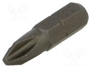 Screwdriver bit; Phillips; PH2; Overall len: 25mm KING TONY