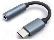 Cable; Jack 3.5mm socket,USB C plug; 0.1m; black QOLTEC