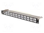Patch panel; black; Number of ports: 48; Standard: 19"; rack 19" LANBERG