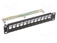 Patch panel; black; Number of ports: 12; Standard: 10"; rack 10" LANBERG