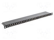 Patch panel; black; Number of ports: 24; Standard: 19"; Cat: 5e LANBERG