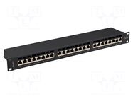 Patch panel; black; Number of ports: 24; Standard: 19"; Cat: 6a LANBERG