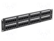 Patch panel; black; Number of ports: 48; Standard: 19"; Cat: 5e LANBERG