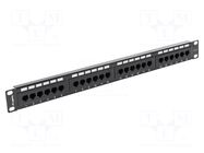 Patch panel; black; Number of ports: 24; Standard: 19"; Cat: 6; RACK LANBERG