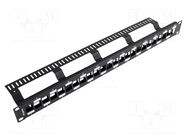 Patch panel; black; Number of ports: 24; Standard: 19"; rack 19" LANBERG