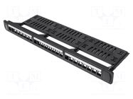 Patch panel; black; Number of ports: 24; Standard: 19"; rack 19" LANBERG