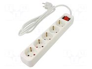 Extension lead; 3x1mm2; Schuko; Sockets: 5; rubber; white; 1.5m; 10A LANBERG