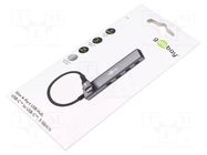 Hub USB; USB C socket x4,USB C plug; USB 3.2; grey; 5Gbps; 0.115m GOOBAY