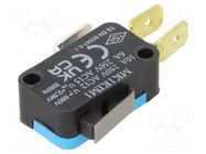 Microswitch SNAP ACTION; 6A/250VAC; with short lever; SPDT; IP20 EMAS