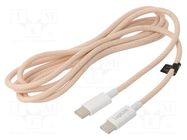 Cable; USB 2.0; USB C plug,both sides; 1.5m; pink; 480Mbps; 60W; 3A LOGILINK