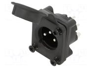 Connector: XLR; socket; male; AXS; 15A; 133V; PIN: 3; IP65; straight AMPHENOL