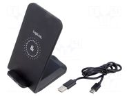 Inductance charger; black; Standard: Qi; 5VDC,9VDC; 15W LOGILINK