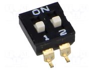 Switch: DIP-SWITCH; Poles number: 2; OFF-ON; 0.025A/24VDC; Pos: 2 CONNFLY
