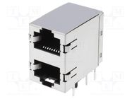 Connector: RJ45; socket; PIN: 8; Cat: 5; shielded,double; on PCBs TE Connectivity