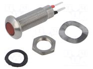 Indicator: LED; flat; red; 5÷6VDC; Ø8.1mm; IP67; connectors MARL
