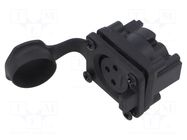 Connector: XLR; socket; female; AXS; 15A; 133V; PIN: 3; IP65; angled AMPHENOL