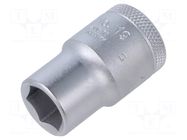 Socket; 6-angles,socket spanner; 13mm; 1/2"; tool steel; L: 38mm GEDORE