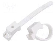 Cable strap clip; L: 80mm; 100pcs; -15÷80°C; StrapLock; Body: white TIE10