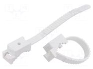 Cable strap clip; L: 120mm; 50pcs; -15÷80°C; StrapLock; Body: white TIE10