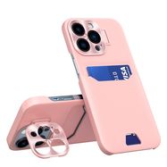 Leather Stand Case for iPhone 14 Pro Max Card Wallet Cover with Stand Pink, Hurtel