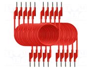 Test leads; 50VAC,120VDC; 10A; banana plug 4mm,both sides; red PEAKTECH