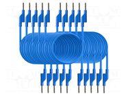 Test leads; 50VAC,120VDC; 10A; banana plug 4mm,both sides; blue PEAKTECH