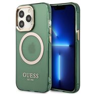 Guess GUHMP13LHTCMA iPhone 13 Pro / 13 6.1&quot; green/khaki hard case Gold Outline Translucent MagSafe, Guess