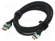 Cable; HDMI plug,mini HDMI plug; textile; HDMI 2.1; 4K,8K; 2m VENTION
