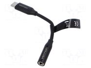 Cable; Jack 3.5mm socket,USB C plug; nickel plated; 0.1m; black VENTION