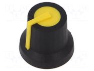 Knob; with pointer; rubber,plastic; Øshaft: 6mm; Ø16.2x14.9mm CLIFF