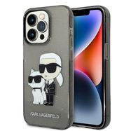 Karl Lagerfeld Glitter Karl&amp;Choupette case for iPhone 14 Pro Max - black, Karl Lagerfeld