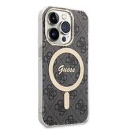 Set Guess GUBPP14LH4EACSK Case+ Charger iPhone 14 Pro 6.1" black/black hard case 4G Print MagSafe, Guess