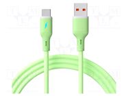 Cable; USB 2.0; USB A plug,USB C plug; nickel plated; 1m; green AKYGA