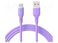 Cable; USB 2.0; USB A plug,USB C plug; nickel plated; 1m; violet AKYGA