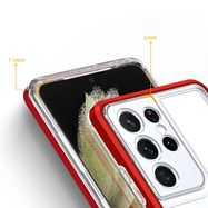 Clear 3in1 case for Samsung Galaxy S23 Ultra silicone cover with frame red, Hurtel